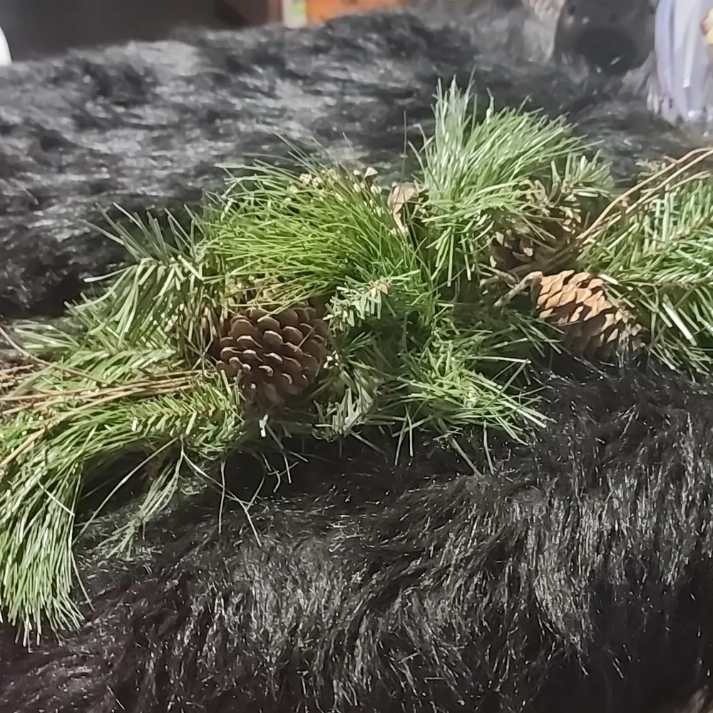 Festive Green Pinecone Holiday Garland. 1 SWAG 1 ROUNDED DECORATIVE.